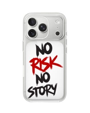 Etui do iPhone 17 Pro przeźroczyste, silikonowe Flexi, Positive Vibes, No Risk No Story