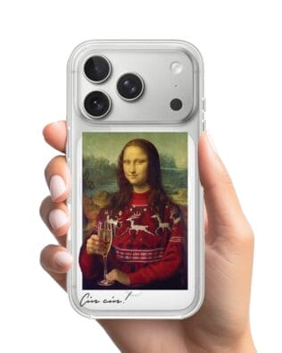 Etui do iPhone 17 Pro Max z MagSafe przeźroczyste, silikonowe Flexi, Mona Lisa z szampanem