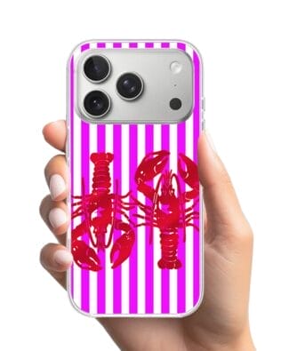 Etui do iPhone 17 Pro Max z MagSafe przeźroczyste, silikonowe Flexi, Summer Patterns, kraby z różowymi paskami