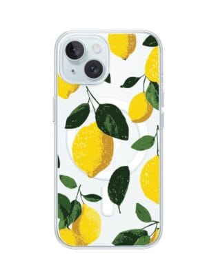 Etui do iPhone 15 z MagSafe przeźroczyste, silikonowe Flexi, Italian Summer, Cytrynowe