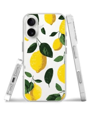Etui do iPhone 16 Plus przeźroczyste, silikonowe Flexi, Italian Summer, Cytrynowe