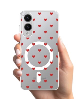 Etui do Samsung Galaxy S25 Edge z MagSafe przeźroczyste, silikonowe Flexi, Mini Patterns, Serduszka