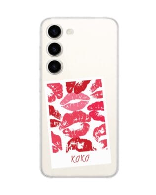 Etui do Samsung Galaxy S23 przeźroczyste, silikonowe Flexi, pocałunki, polaroid