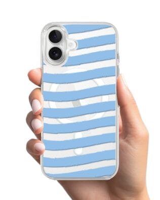 Etui do iPhone 17 z MagSafe przeźroczyste, silikonowe Flexi, Summer Patterns, niebieskie paski