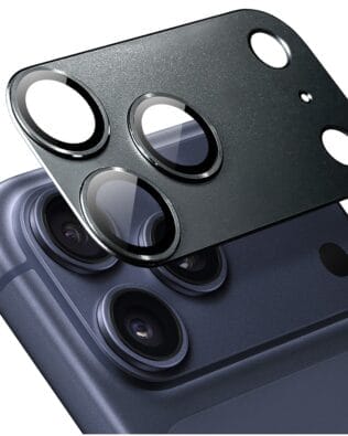 Metalowa osłona na cały aparat z wbudowanymi szkłami do iPhone 17 Pro, czarna