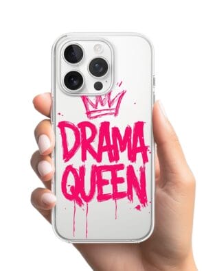 Etui do iPhone 15 Pro Max przeźroczyste, silikonowe Flexi, Positive Vibes, Drama Queen