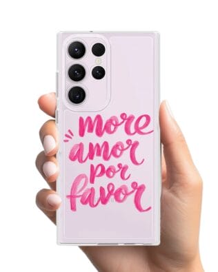 Etui do Samsung Galaxy S23 Ultra przeźroczyste, silikonowe Flexi, Positive Vibes, More amore per favore