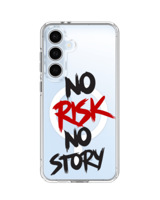 Etui do Samsung Galaxy S24 FE z MagSafe przeźroczyste, silikonowe Flexi, Positive Vibes, No Risk No Story