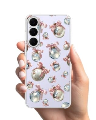 Etui do Samsung Galaxy S25 FE przeźroczyste, silikonowe Flexi, Przytulne święta, Pastelowe bombki