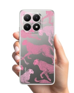 Etui do Xiaomi 15T przeźroczyste, silikonowe Flexi, Mystic, Różowe pumy