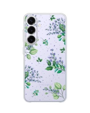 Etui do Samsung Galaxy S25 FE przeźroczyste, silikonowe Flexi, fioletowe kwiatki