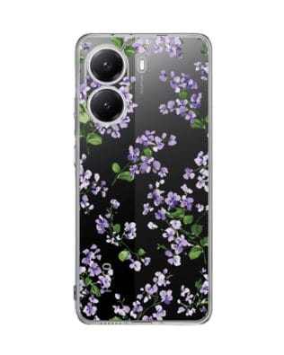 Etui do Xiaomi POCO X7 Pro przeźroczyste, silikonowe Flexi, Fioletowe Bratki