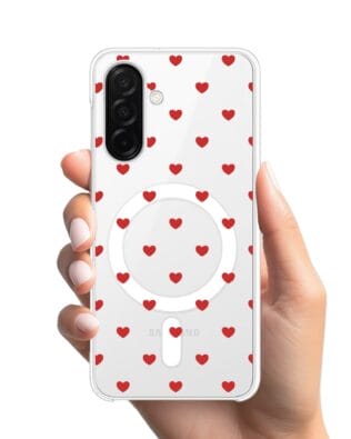 Etui do Samsung Galaxy A26 5G z MagSafe przeźroczyste, silikonowe Flexi, Mini Patterns, Serduszka