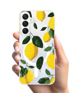 Etui do Samsung Galaxy A25 5G z MagSafe przeźroczyste, silikonowe Flexi, Italian Summer, Cytrynowe