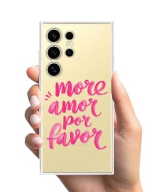 Etui do Samsung Galaxy S24 Ultra przeźroczyste, silikonowe Flexi, Positive Vibes, More amore per favore