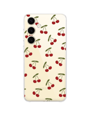 Etui do Samsung Galaxy S25 Plus przeźroczyste, silikonowe Flexi, Mini Patterns, Wiśnie
