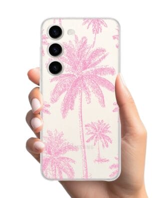 Etui do Samsung Galaxy S23 FE 5G przeźroczyste, silikonowe Flexi, Mystic, Różowe palmy