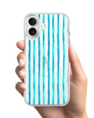 Etui do iPhone 17 z MagSafe przeźroczyste, silikonowe Flexi, Summer Patterns, błękitne paski