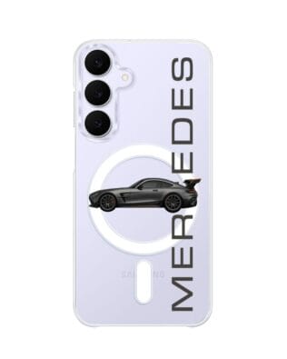 Etui do Samsung Galaxy S25 FE z MagSafe przeźroczyste, silikonowe Flexi, Szybkie Auta, Stalowe AMG-GT