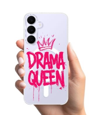 Etui do Samsung Galaxy S25 FE z MagSafe przeźroczyste, silikonowe Flexi, Positive Vibes, Drama Queen