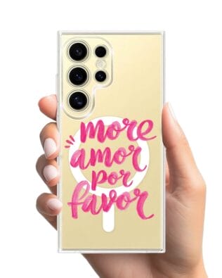 Etui do Samsung Galaxy S24 Ultra z MagSafe przeźroczyste, silikonowe Flexi, Positive Vibes, More amore per favore