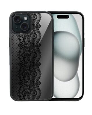 Etui do iPhone 15 IBIZU DropGuard Matt z MagSafe, Midnight, Ornamentowa koronka