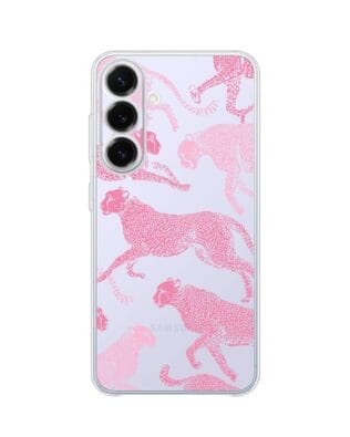 Etui do Samsung Galaxy S25 FE przeźroczyste, silikonowe Flexi, Mystic, Różowe pumy