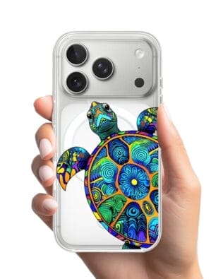Etui do iPhone 17 Pro Max z MagSafe przeźroczyste, silikonowe Flexi, Dzika Mandala, Żółw