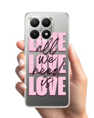 Etui do Xiaomi 15T przeźroczyste, silikonowe Flexi, Positive Vibes, All We Need Is Love