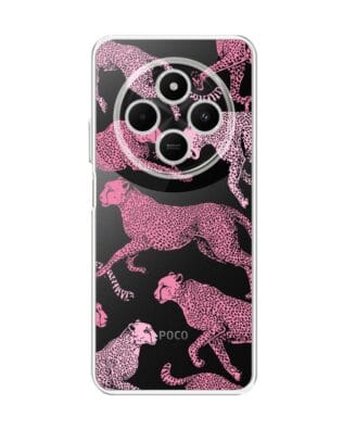 Etui do Xiaomi POCO C75 przeźroczyste, silikonowe Flexi, Mystic, Różowe pumy