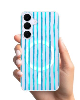 Etui do Samsung Galaxy S25 FE z MagSafe przeźroczyste, silikonowe Flexi, Summer Patterns, błękitne paski