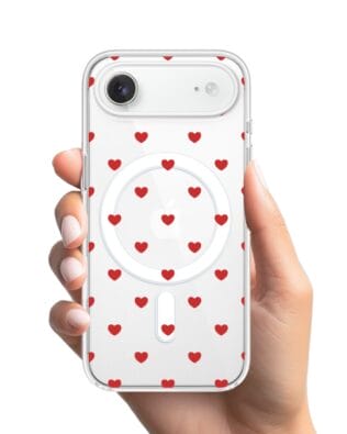 Etui do iPhone Air z MagSafe przeźroczyste, silikonowe Flexi, Mini Patterns, Serduszka