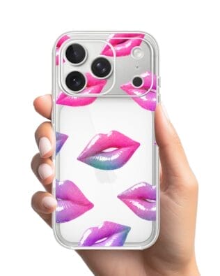 Etui do iPhone 17 Pro przeźroczyste, silikonowe Flexi, hologramowe usta