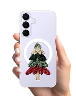 Etui do Samsung Galaxy S25 FE z MagSafe przeźroczyste, silikonowe Flexi, Przytulne święta, Dziana choinka