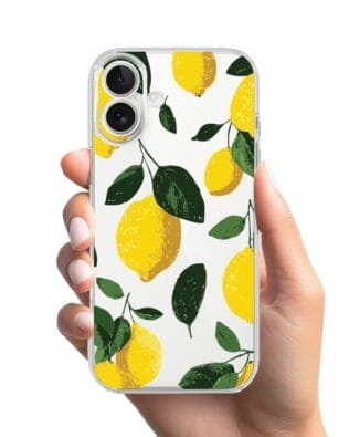 Etui do iPhone 17 przeźroczyste, silikonowe Flexi, Italian Summer, Cytrynowe