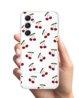 Etui do Samsung Galaxy A54 5G przeźroczyste, silikonowe Flexi, Mini Patterns, Wiśnie