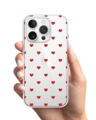 Etui do iPhone 16 Pro Max przeźroczyste, silikonowe Flexi, Mini Patterns, Serduszka