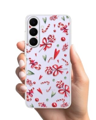 Etui do Samsung Galaxy S25 FE przeźroczyste, silikonowe Flexi, Cukierki świąteczne