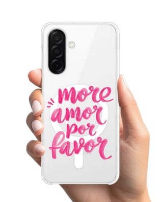 Etui do Samsung Galaxy A26 5G z MagSafe przeźroczyste, silikonowe Flexi, Positive Vibes, More amore per favore