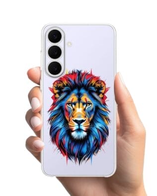 Etui do Samsung Galaxy S25 FE przeźroczyste, silikonowe Flexi, Dzika Mandala, Lew