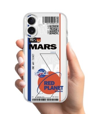 Etui do iPhone 17 przeźroczyste, silikonowe Flexi, bilet na Mars