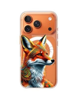 Etui do iPhone 17 Pro Max z MagSafe przeźroczyste, silikonowe Flexi, Dzika Mandala, Twarz lisa