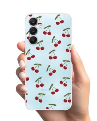 Etui do Samsung Galaxy M35 5G przeźroczyste, silikonowe Flexi, Mini Patterns, Wiśnie