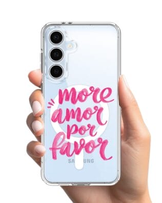 Etui do Samsung Galaxy S24 FE z MagSafe przeźroczyste, silikonowe Flexi, Positive Vibes, More amore per favore