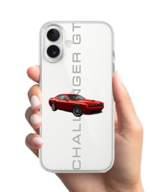 Etui do iPhone 17 przeźroczyste, silikonowe Flexi, Szybkie Auta, czerwony Challenger GT