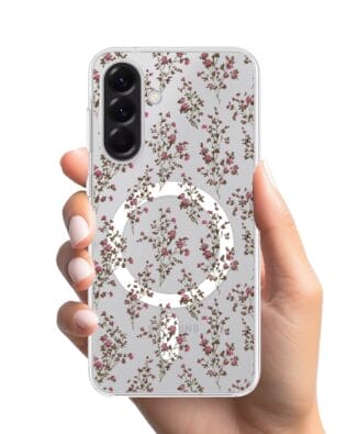 Etui do Samsung Galaxy A56 5G z MagSafe przeźroczyste, silikonowe Flexi, Mini Patterns, Różyczki