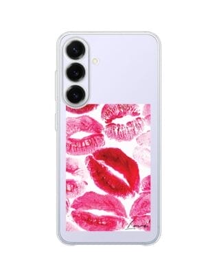 Etui do Samsung Galaxy S25 FE przeźroczyste, silikonowe Flexi, pocałunki z napisem „love”