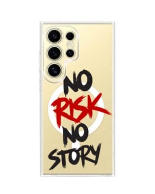 Etui do Samsung Galaxy S24 Ultra z MagSafe przeźroczyste, silikonowe Flexi, Positive Vibes, No Risk No Story