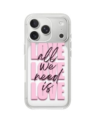 Etui do iPhone 17 Pro Max przeźroczyste, silikonowe Flexi, Positive Vibes, All We Need Is Love
