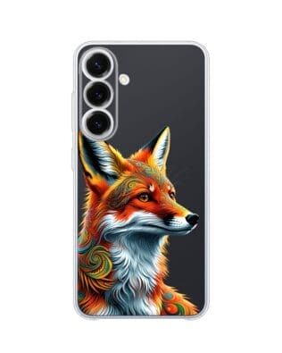 Etui do Samsung Galaxy S25 FE przeźroczyste, silikonowe Flexi, Dzika Mandala, Twarz lisa